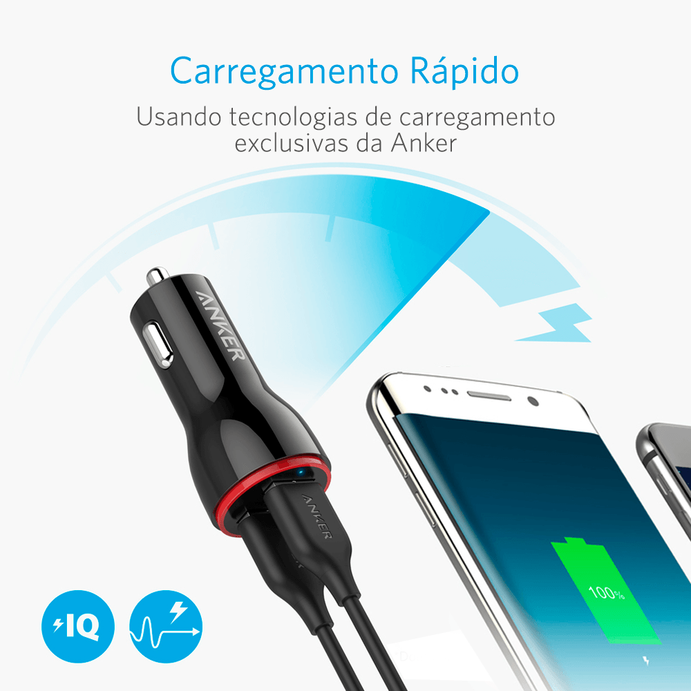Carregador Veicular PowerDrive 2xUSB Anker Brasil Oficial Anker do